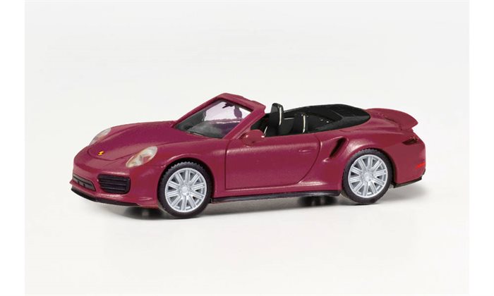 Herpa 038928-002 PORSCHE 911 TURBO CABRIO, RUBINROT METALLIC, H0 KOMMENDE NYHED 2023