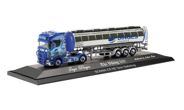 Herpa 122276 SCANIA CS 20 HD JUMBOTANK-SATTELZUG „INGO DINGES“ (RHEINLAND-PFALZ/GRÜNSTADT), H0 KOMMENDE NYHED 2023