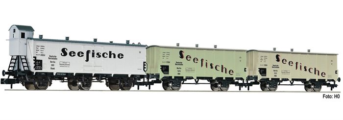 Fleischmann 881810 3-delt kølevognssæt, "Seefische" DRG, ep III