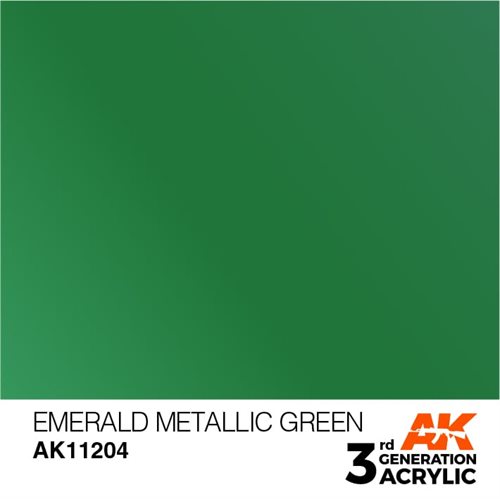 AK11204 Akryl maling, 17 ml, emerald metallic green - metallic