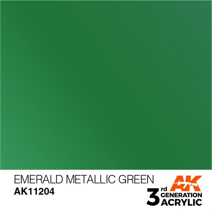 AK11204 Akryl maling, 17 ml, emerald metallic green - metallic