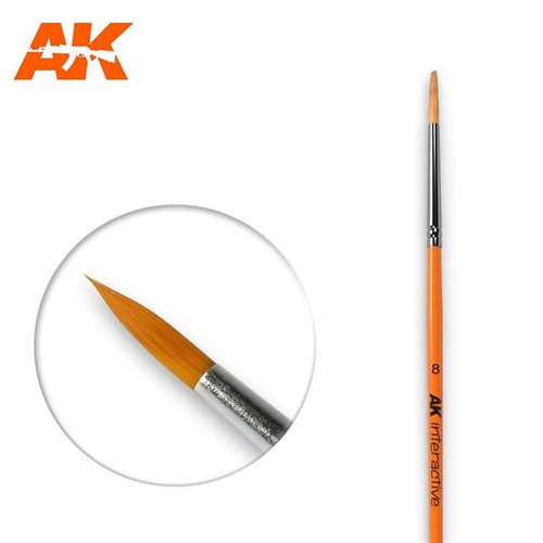 AK607 8 ROUND BRUSH. SYNTHETIC