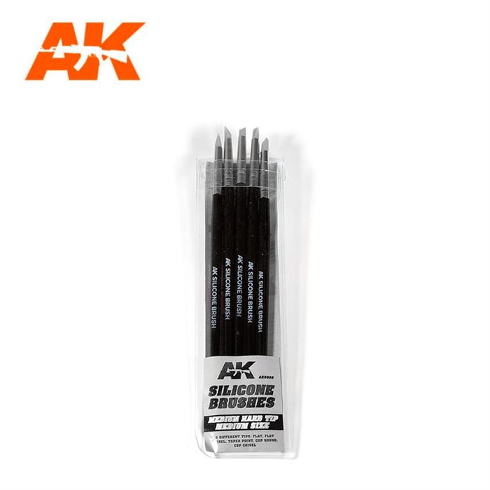 AK 9086 SILICONE BRUSHES MEDIUM TIP MEDIUM (5 SILICONE PENCILS)