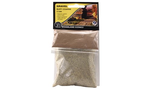 Woodland Scenics 1289  Gravel Buff Coarse, rækker til ca 4.26 m x 5.08 cm