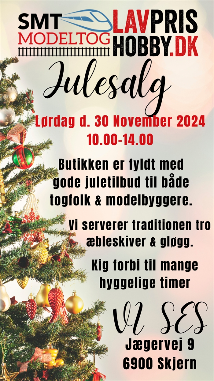 Julesalg hos SMT-Modeltog lørdag d. 3. december kl 10-15