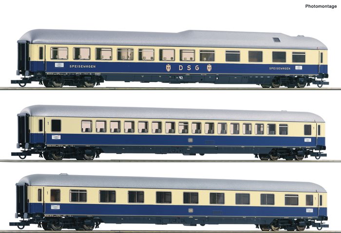 Roco 74049 3-tlg. Set 2: F 21 „Rheinpfeil“, DB, ep III, DC,  H0 KOMMENDE NYHED 2022