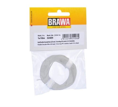 Brawa 32409 Ledning, 0,05 mm2, 10 mtr, hvid