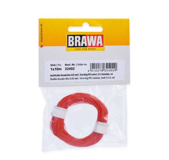 Brawa 32402 Ledning, 0,05 mm2, 10 mtr, rød