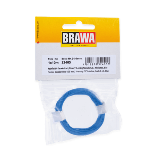 Brawa 32405 Ledning, 0,05 mm2, 10 mtr, blå